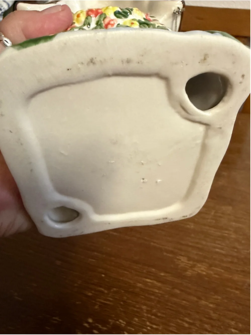 Vintage Unmarked Ceramic Floral Cottage Tea Light Candle House Hanging Flower Ba
